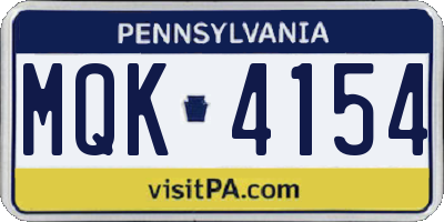 PA license plate MQK4154