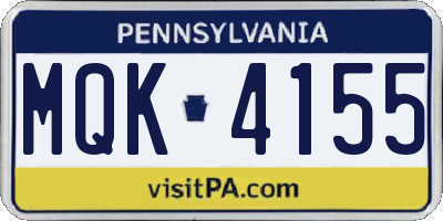 PA license plate MQK4155