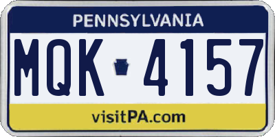 PA license plate MQK4157