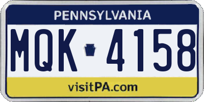 PA license plate MQK4158