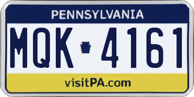 PA license plate MQK4161