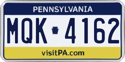PA license plate MQK4162