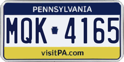 PA license plate MQK4165