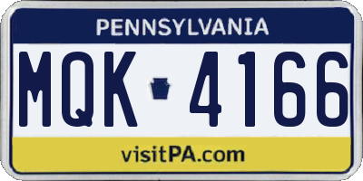 PA license plate MQK4166