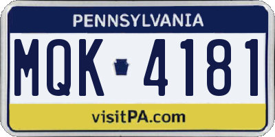 PA license plate MQK4181
