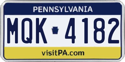 PA license plate MQK4182