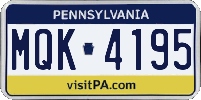 PA license plate MQK4195
