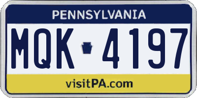 PA license plate MQK4197