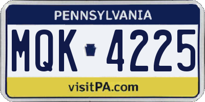 PA license plate MQK4225