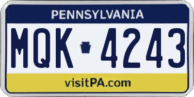 PA license plate MQK4243