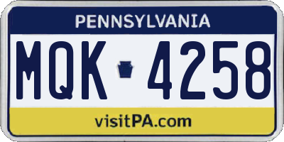 PA license plate MQK4258