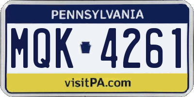 PA license plate MQK4261