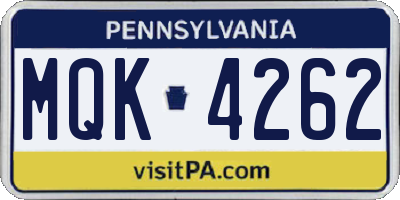 PA license plate MQK4262