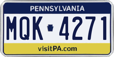 PA license plate MQK4271