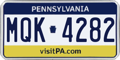 PA license plate MQK4282