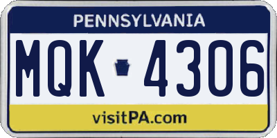 PA license plate MQK4306