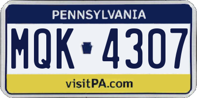 PA license plate MQK4307