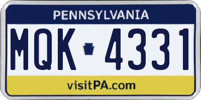 PA license plate MQK4331