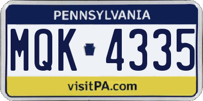 PA license plate MQK4335