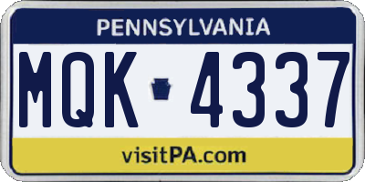 PA license plate MQK4337