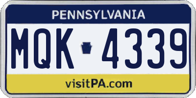 PA license plate MQK4339
