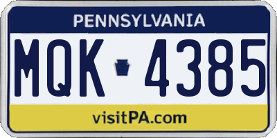 PA license plate MQK4385