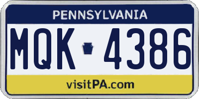 PA license plate MQK4386