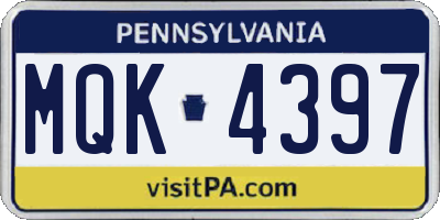 PA license plate MQK4397