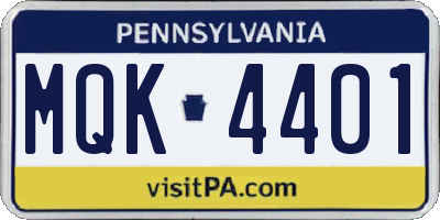 PA license plate MQK4401