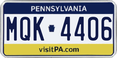 PA license plate MQK4406