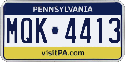 PA license plate MQK4413