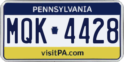 PA license plate MQK4428
