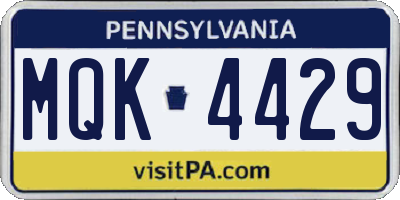 PA license plate MQK4429