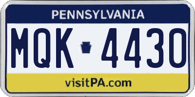 PA license plate MQK4430