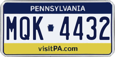 PA license plate MQK4432