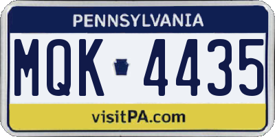 PA license plate MQK4435