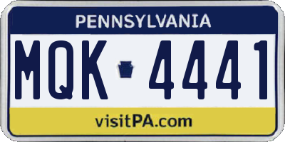 PA license plate MQK4441