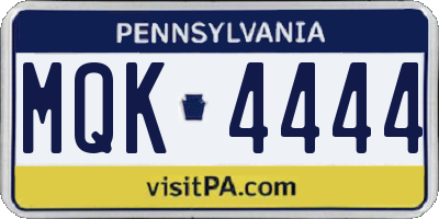PA license plate MQK4444