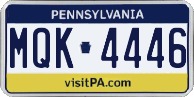 PA license plate MQK4446