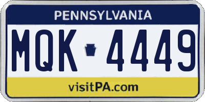 PA license plate MQK4449