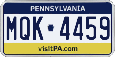 PA license plate MQK4459