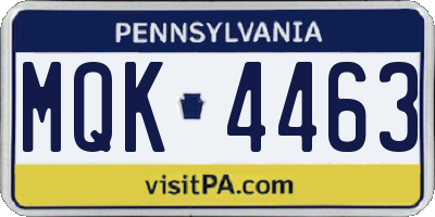 PA license plate MQK4463