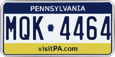 PA license plate MQK4464