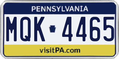 PA license plate MQK4465