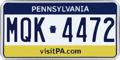 PA license plate MQK4472