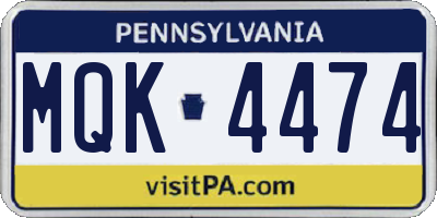 PA license plate MQK4474