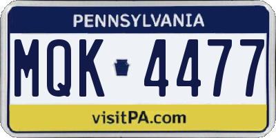 PA license plate MQK4477