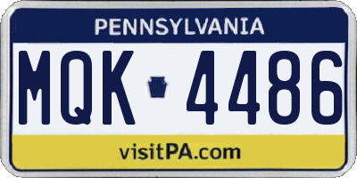 PA license plate MQK4486