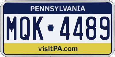 PA license plate MQK4489