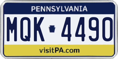 PA license plate MQK4490